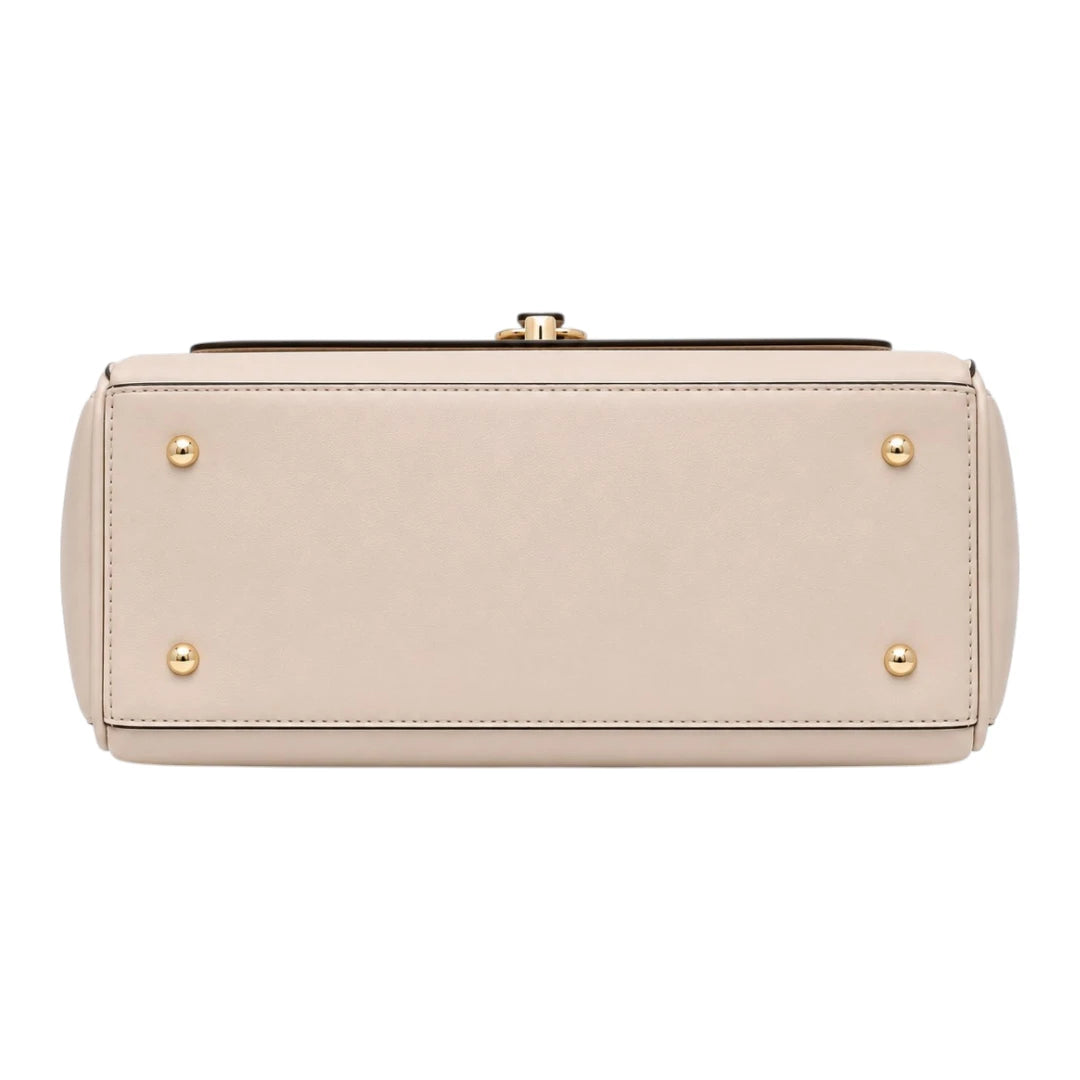 Bagvera Elegant Cream Leather Handbag Premium Structured Shoulder Bag