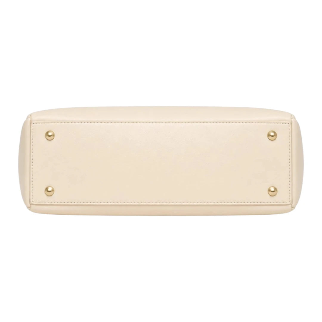 Bagvera Elegant Cream Leather Shoulder Handbag Minimalist Luxury Design