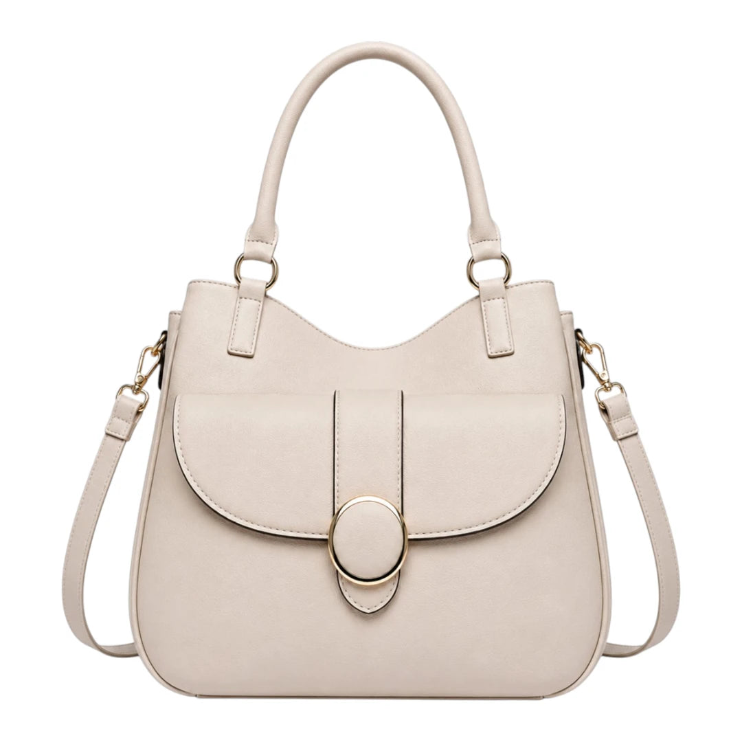 Bagvera Elegant Cream Leather Handbag Premium Lightweight Shoulder Tote for Women
