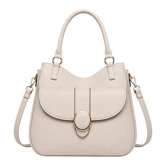 Bagvera Elegant Cream Leather Handbag Premium Lightweight Shoulder Tote for Women