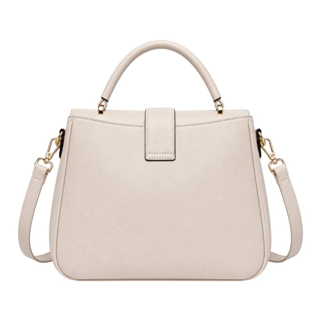 Bagvera Elegant Cream Leather Handbag Premium Lightweight Shoulder Tote for Women