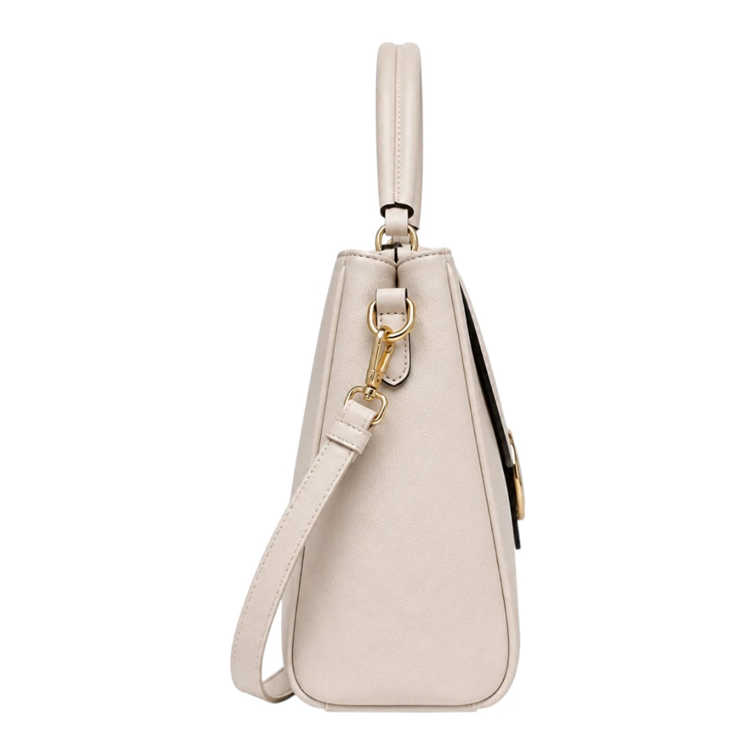 Bagvera Elegant Cream Leather Handbag Premium Lightweight Shoulder Tote for Women