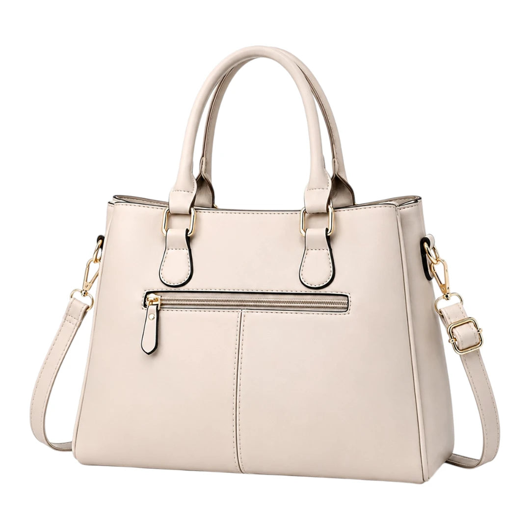 Bagvera Elegant Cream Leather Handbag  Premium Structured Shoulder Bag