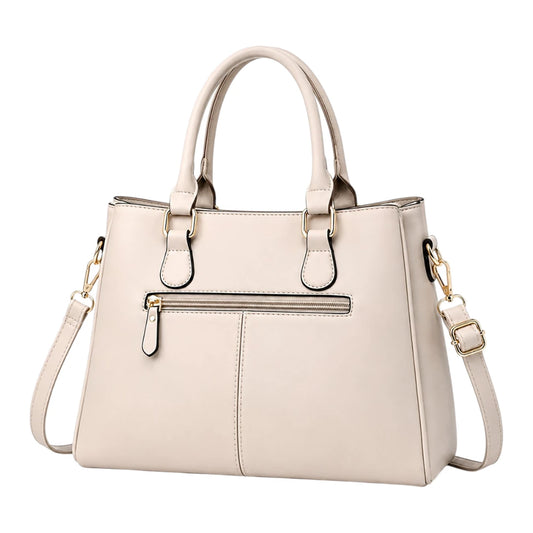 Bagvera Elegant Cream Leather Handbag  Premium Structured Shoulder Bag