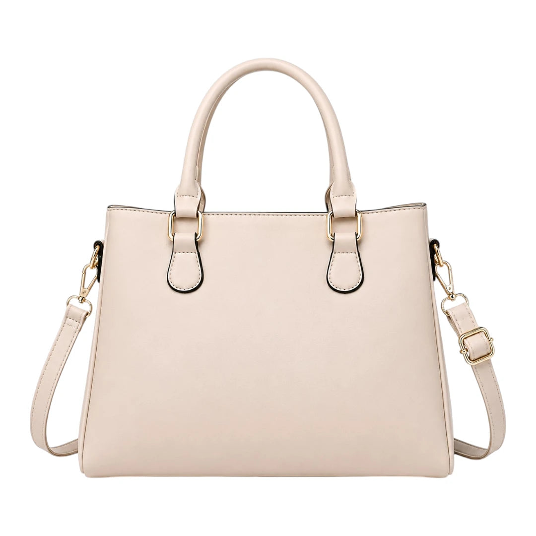 Bagvera Elegant Cream Leather Handbag  Premium Structured Shoulder Bag