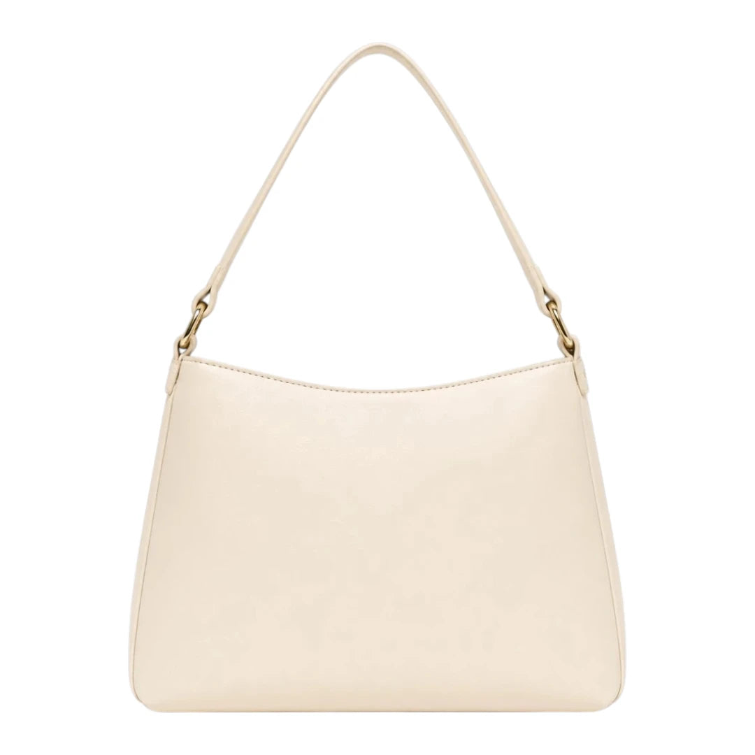 Bagvera Elegant Cream Leather Shoulder Handbag  Minimalist Luxury Design