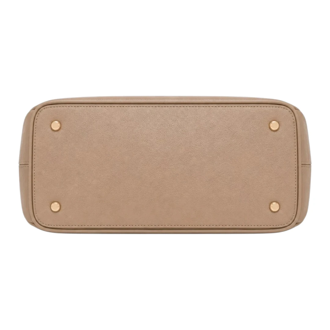Bagvera Premium Taupe Leather Shoulder Handbag Elegant Minimalist Everyday Bag