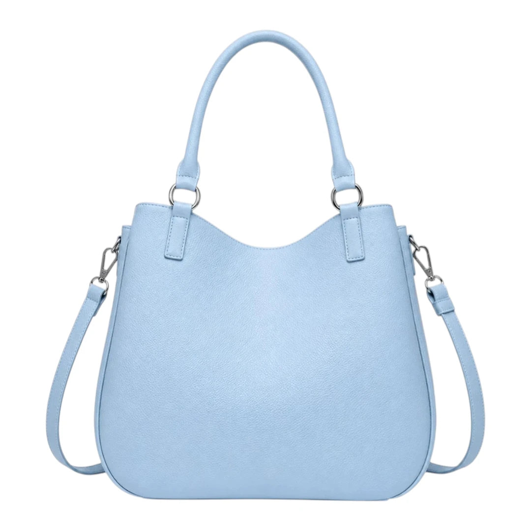 Bagvera Elegant Sky Blue Leather Handbag  Premium Everyday Shoulder Tote
