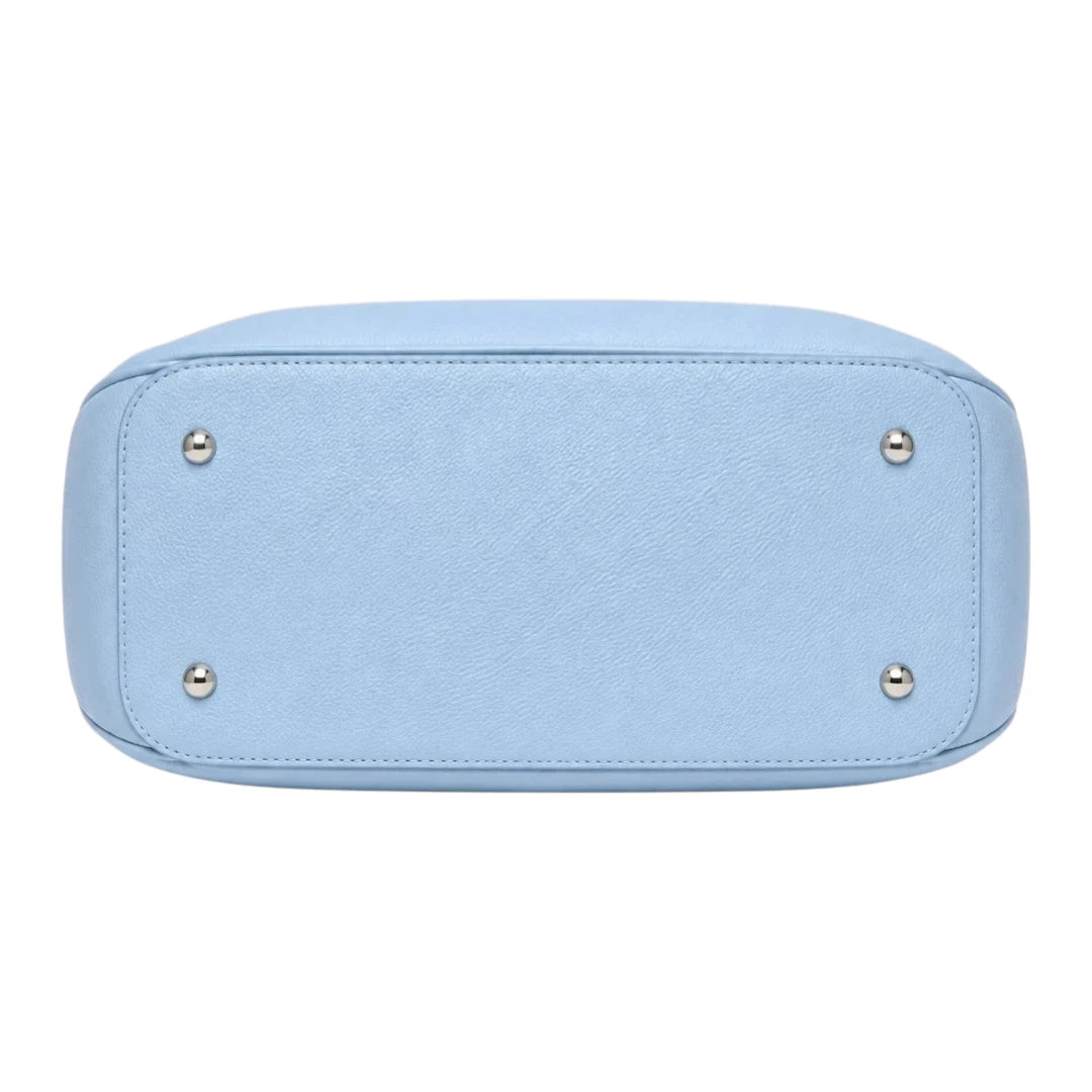 Bagvera Elegant Sky Blue Leather Handbag  Premium Everyday Shoulder Tote