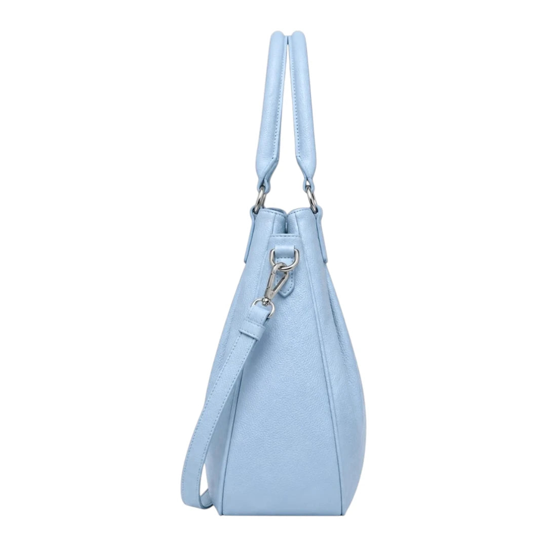 Bagvera Elegant Sky Blue Leather Handbag  Premium Everyday Shoulder Tote