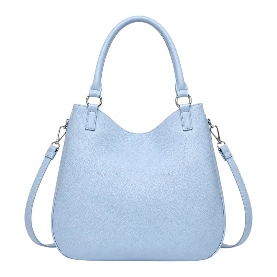 Bagvera Elegant Sky Blue Leather Handbag  Premium Everyday Shoulder Tote